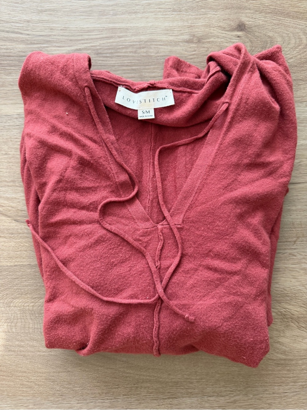 lovestitch Women's V-Neck Hoodie Sweater - Rose